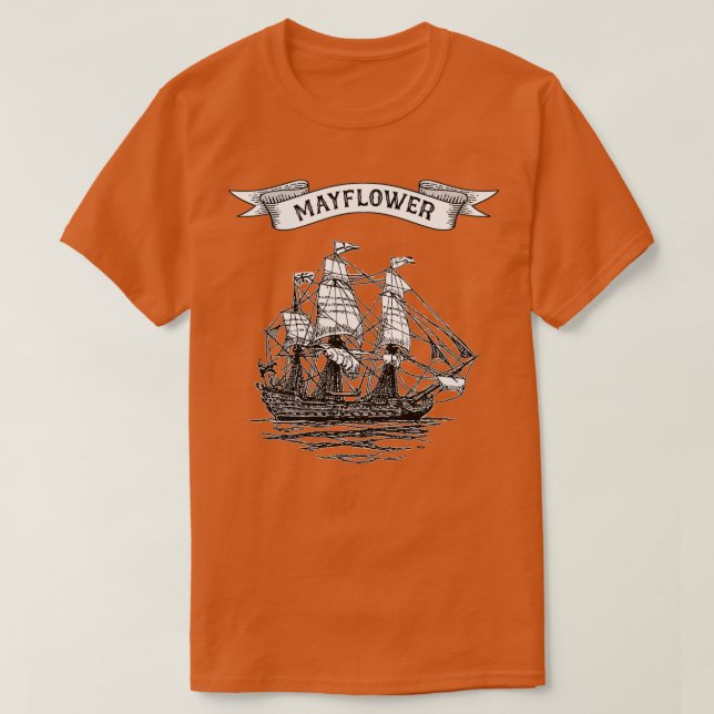 Camiseta Mayflower Ship 400º Aniversário 1620 2020 Retro (Frente do Design)