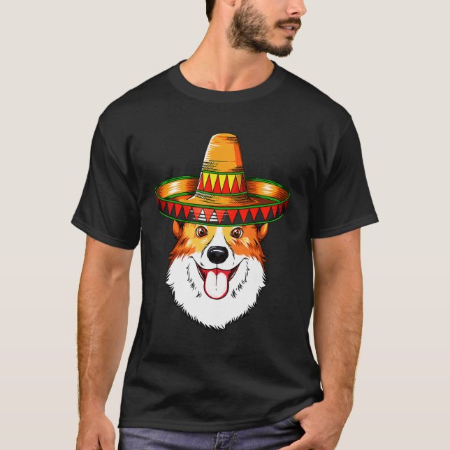 Camiseta Mayo Mexicano Sombrero Corgi (Frente)