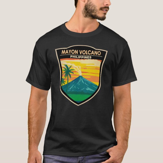 Camiseta Mayon Volcano Filipinas Viagem Art Vintage (Frente)