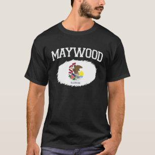 Camiseta MAYWOOD IL ILLINOIS Flag Vintage USA Sports Men Wi