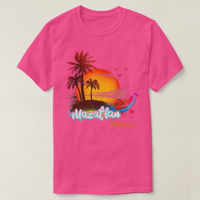 Camiseta Mazatlan Mexico Beach Summer Vaces Palm Trees S (Frente do Design)