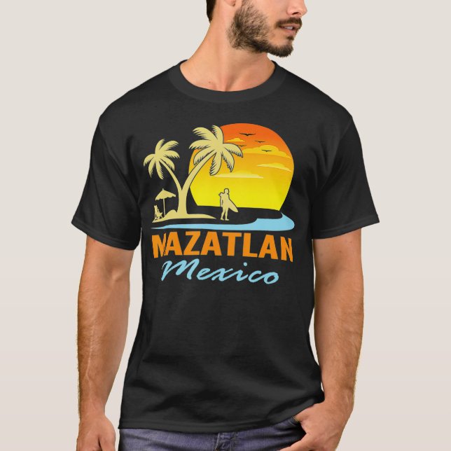 Camiseta Mazatlan Mexico Beach Sunset Palm Trees Ocean Ocea (Frente)