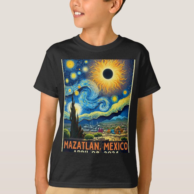 Camiseta Mazatlan Mexico Total Solar Eclipse 2024 Starry Ni (Frente)