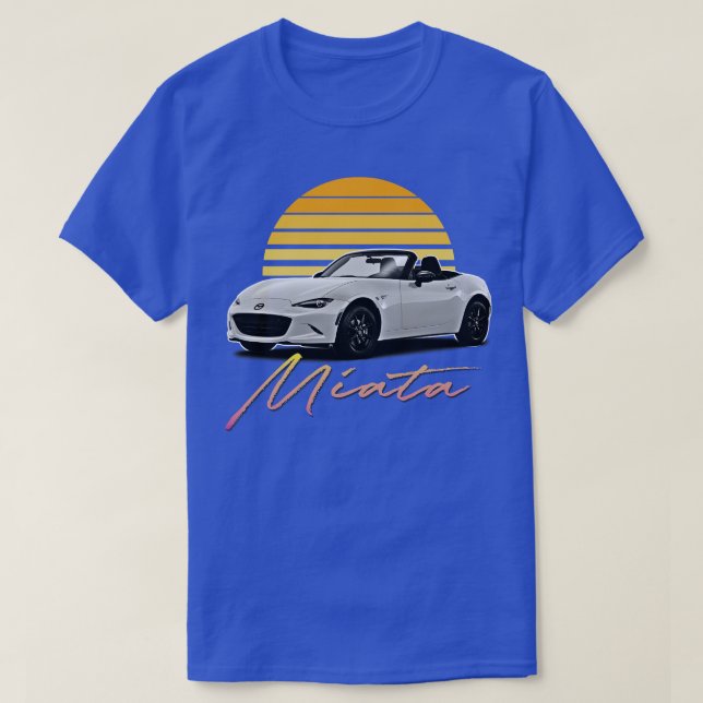 Camiseta Mazda Miata White Retro Style Sunset Design (Frente do Design)
