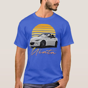 Camiseta Mazda Miata White Retro Style Sunset Design