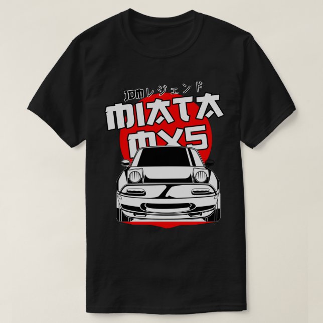 Camiseta Mazda mx5 miata red moon (impressão branco) Sticke (Frente do Design)