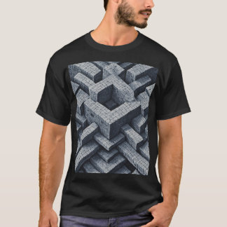 Camiseta Maze 3D: Cubos Geométricos em Perspectiva