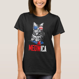Camiseta Mb35 4 De Julho Meowica American Flag Firework Ca