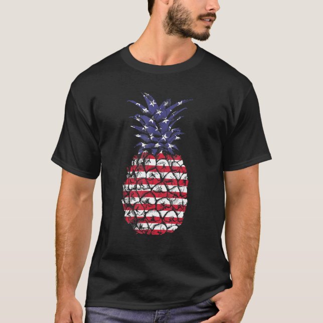 Camiseta Mb35 Abacaxi Patriótico 4º De Julho Bandeira Ameri (Frente)
