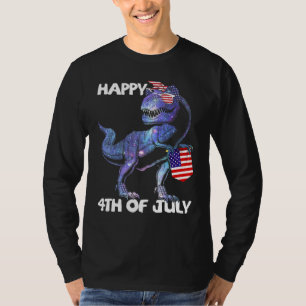 Camiseta Mb35 Feliz 4 de julho T-Rex Dinossaur Baby Toddler