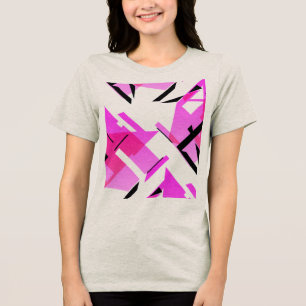 Camiseta MCM inspirado no formato Magenta Preto-Rosa Abstra