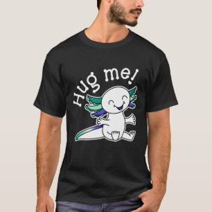 Camiseta Me abraça! Axolotl bonito em cores de orgulho Gay 