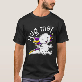Camiseta Me abraça! Axolotl em cores do Orgulho Intersexual