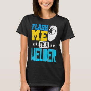 Camiseta Me dê um tiro, sou um soldador. Máscara de soldadu