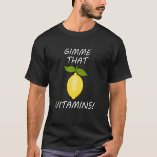 Camiseta Me Dê Vitaminas Limonada Irônica de Frutas de Verã