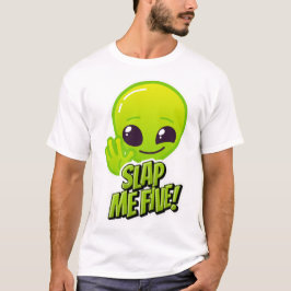 Camiseta ME DEIXE CINCO! Sorriso alegre de alienígena verde