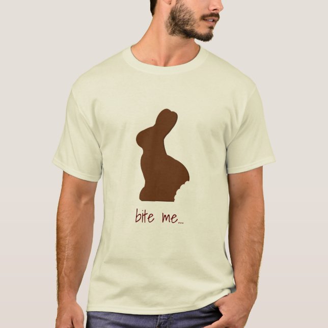 Camiseta Me morde chocolate engraçado Coelhinho de Páscoa (Frente)