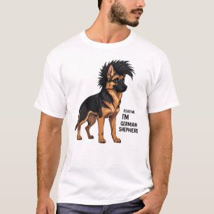 Camiseta Me Tem, Sou um Pastor Alemão Cão Punk Mohawk