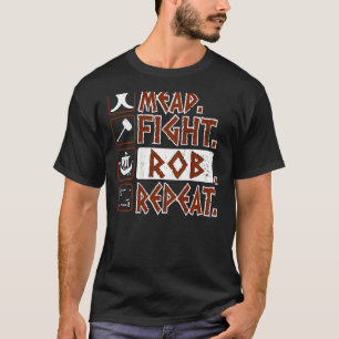 Camiseta Mead Fight Rob Repete Vikings de Barcos Dragões Vi
