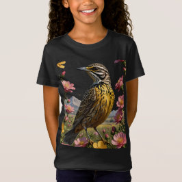 Camiseta Meadowlark Ocidental Comum Cercada Por Prairie