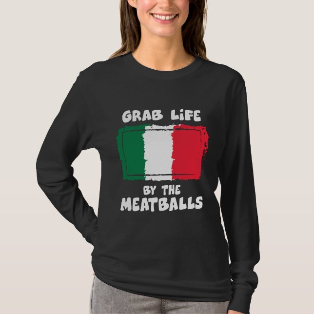 Camiseta Meatball italiano engraçado Italia Flag1 da ideia (Frente)