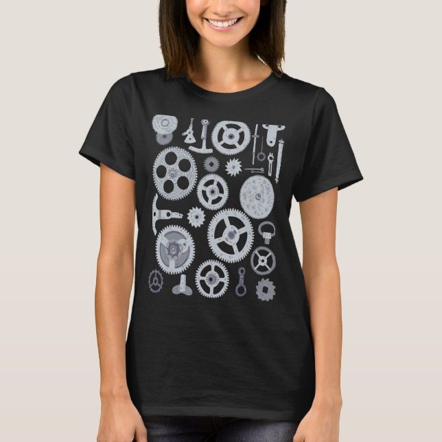 Camiseta Mecânica da Roda Dentada do Relógio do CogWheel (Frente)