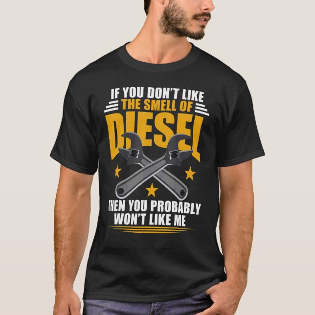 Camiseta Mecânica Diesel não gosta do cheiro de diesel (Frente)
