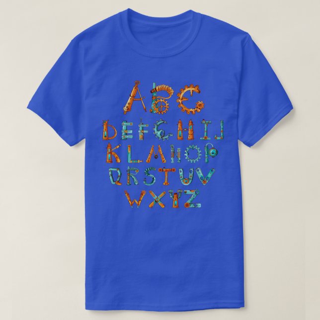 Camiseta Mecânica do alfabeto (Frente do Design)