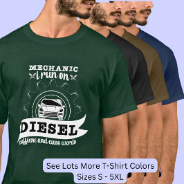 Camiseta Mecânica Que Eu Faço Em Cafeína Diesel, Palavras C