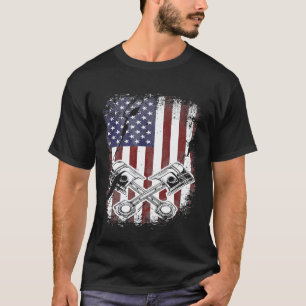 Camiseta Mecânico Americano Patriota Distressed Grunge EUA
