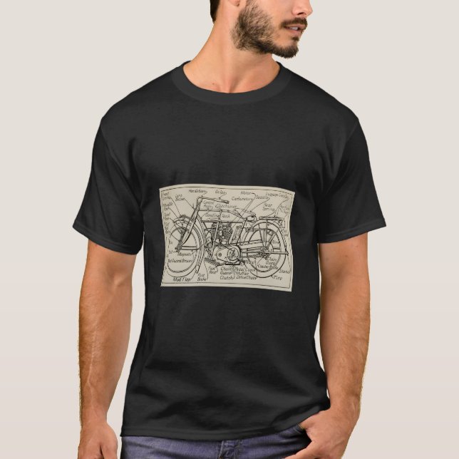 Camiseta Mecânico Antecipado De Motociclos P Figura 1917 (Frente)