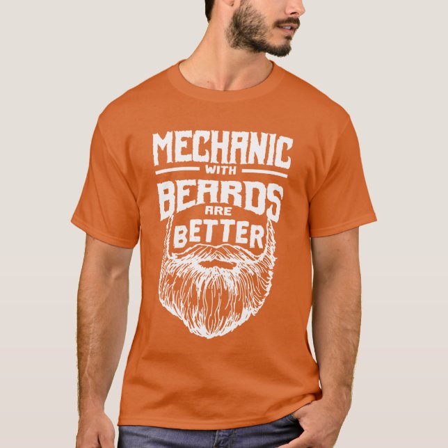 Camiseta Mecânico com barbas são melhores reparos de carros (Frente)