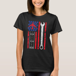 Camiseta Mecânico De Aeronaves Avião Aviação EUA Bandeira C