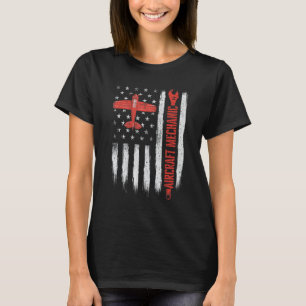 Camiseta Mecânico de Aeronaves Avião Bandeira Americana Téc