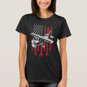 Camiseta Mecânico de Aeronaves Bandeira Americana Avião Vin