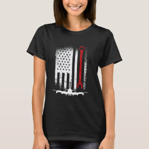 Camiseta Mecânico de Aeronaves Bandeira Americana Aviões Ae