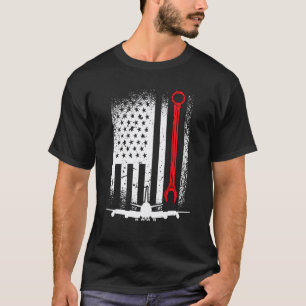 Camiseta Mecânico de Aeronaves Bandeira Americana Aviões Ae