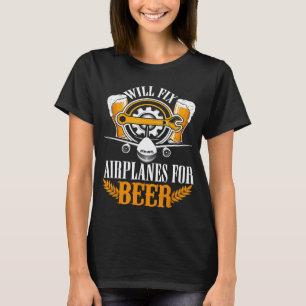 Camiseta Mecânico de Aeronaves Conserta Aviões Cerveja