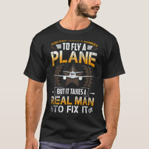 Camiseta Mecânico de Avião Homem de Verdade Conserta Aviã