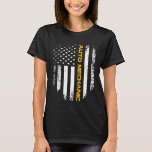 Camiseta Mecânico de Carros Antigos com Bandeira Americana