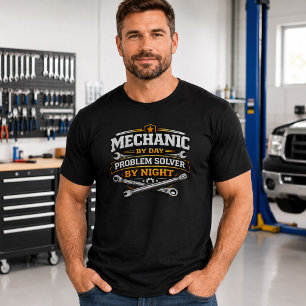 Camiseta Mecânico de Dia Solucionador de Problemas à Noite