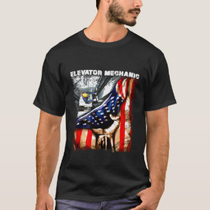 Camiseta Mecânico de Elevador Bandeira Americana