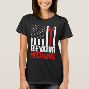 Camiseta Mecânico de Elevador Bandeira Americana Para Técni