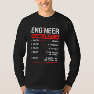 Camiseta Mecânico de Engenharia de Taxa Horária do engenhei
