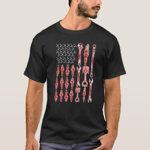 Camiseta Mecânico de Garagem A Bandeira Oficial dos EUA do
