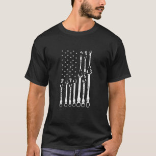 Camiseta Mecânico do carro de bandeira Patriótica Americano