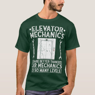Camiseta Mecânico do Elevador Engraçado pelo Botão do Eleva