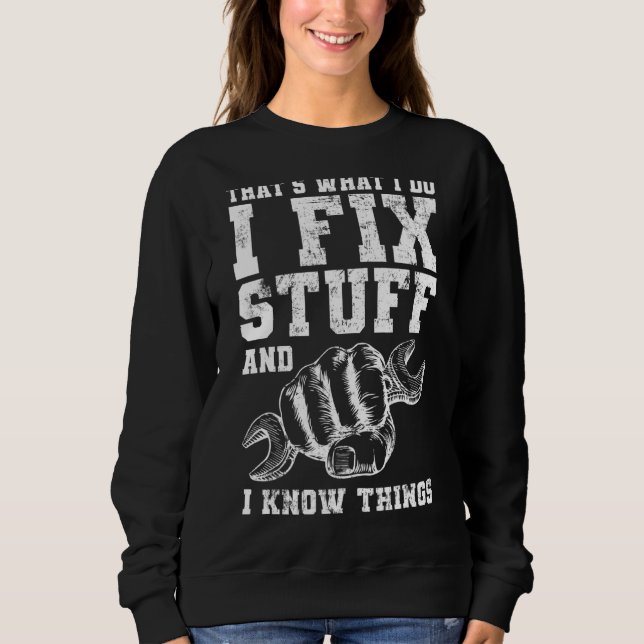 Camiseta Mecânico É isso que faço, conserto coisas e sei (Frente)