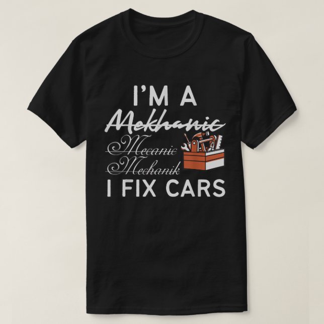 Camiseta Mecânico Engraçado I Carro Fixo (Frente do Design)