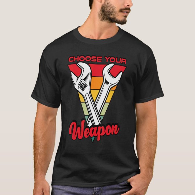 Camiseta Mecânico Escolha sua Arma 1 (Frente)